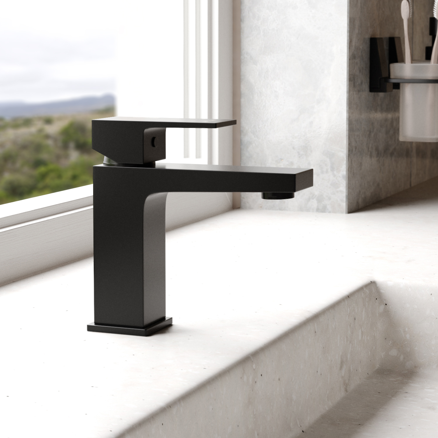 Wasserkraft Abens 2000 Смеситель для раковины 1 отв., излив 10,8 см, цвет: черный soft-touch 2003