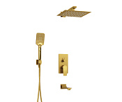 Wasserkraft Aisch Смеситель для ванны: верхний и ручной душ, шланг, излив, цвет: матовое золото A175571