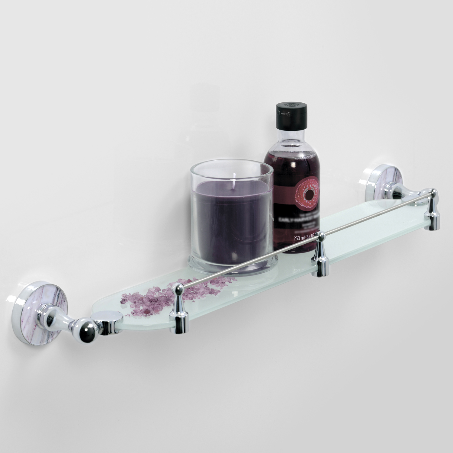 Wasserkraft Aland Полка стеклянная подвесная закаленная, стекло матовое 61x11,7 см, цвет: хром K-8544