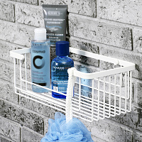 Wasserkraft Полка в ванную комнату подвесная, нержавеющая сталь 27,5x13,3x10h см, цвет: белый K-711W