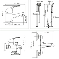 Wasserkraft Набор 3 в 1: стойка для душа, лейка, шланг, 2 смесителя, цвет: хром глянц. 31011