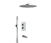 Wasserkraft Смеситель для ванны: термостат, верхний и ручной душ, излив 20,6 см, цвет: хром глянц. A178644 Thermo