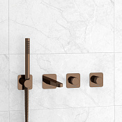 Wasserkraft Paar Смеситель для ванны: переключатель, лейка, шланг, излив, цвет: розовое золото глянц A8851.309.311.290.292.291