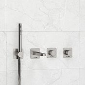 Wasserkraft Tauber Смеситель для ванны: переключатель, лейка, излив 20,5 см, цвет: никель матовый A6451.296.298.275.100.276