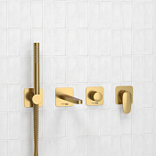 Wasserkraft Havel Смеситель для ванны: переключатель, лейка, излив 21,8 см, цвет: матовое золото A3651.282.284.285.194.286