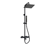 Wasserkraft Душевая стойка: термостат, ручной душ 1 вид струи, шланг, верхний душ, цвет: черный A299.255.218.BM Thermo