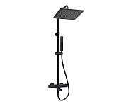Wasserkraft Душевая стойка: термостат, ручной душ 3 вида струи, шланг, верхний душ, цвет: черный A299.162.218.BM Thermo