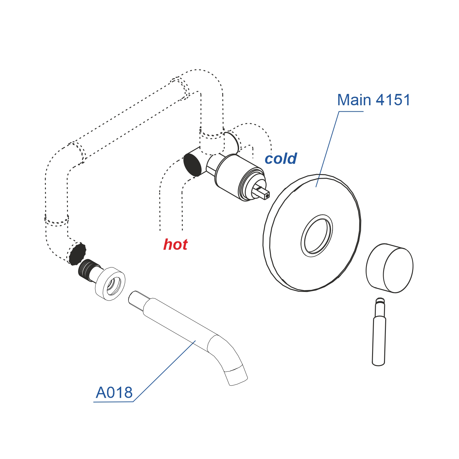 Wasserkraft Смеситель для раковины рычажный: внешняя и внутренняя часть, излив, цвет: хром глянцевый A41513