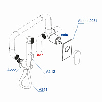 Wasserkraft Abens Гигиенический душ: внешняя и внутренняя часть, шланг, лейка, цвет: черный матовый A02041
