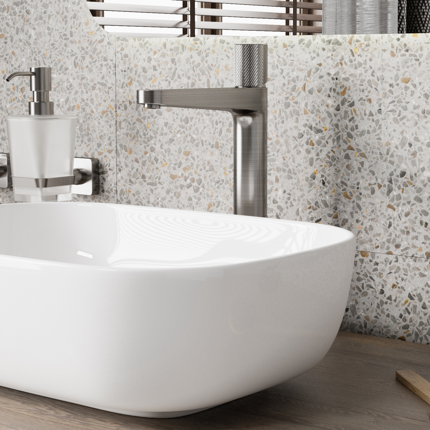 Wasserkraft Tauber 6400 Смеситель для раковины на 1 отв., без дк, излив 24,6 см, цвет: никель 6403H