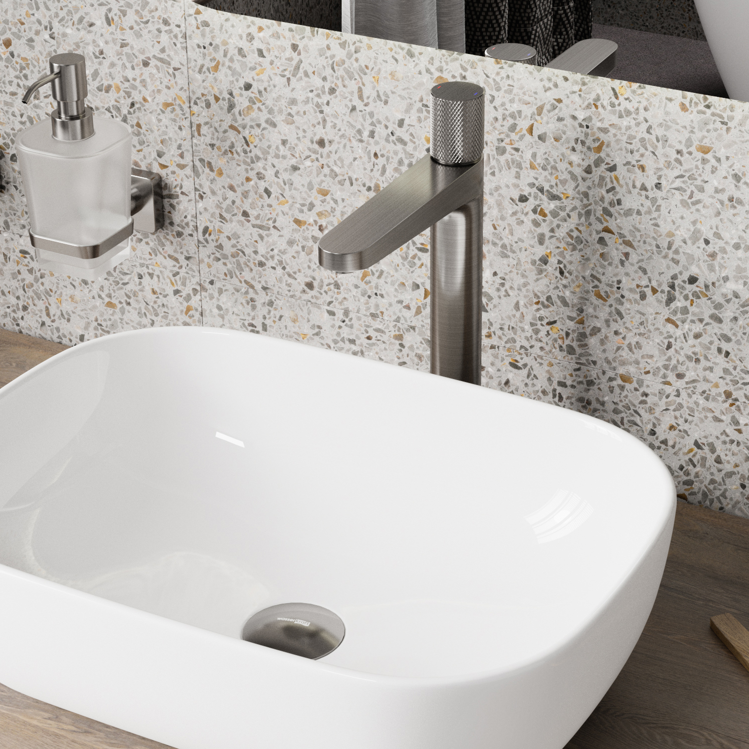 Wasserkraft Tauber 6400 Смеситель для раковины на 1 отв., без дк, излив 24,6 см, цвет: никель 6403H