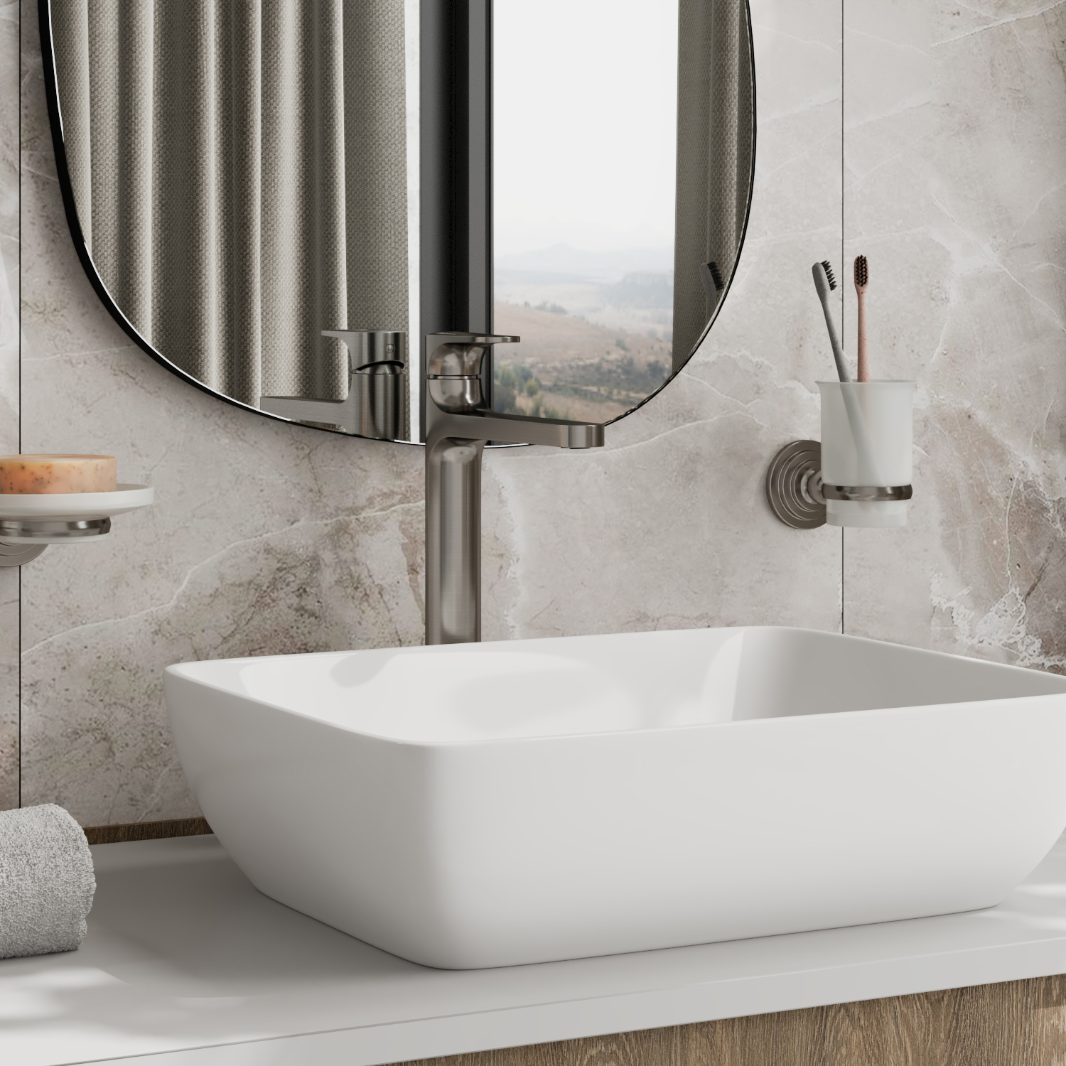 Wasserkraft Spree 1400 Смеситель для раковины 1 отв., без дк, высота излива 25,4 см, цвет: никель 1403H