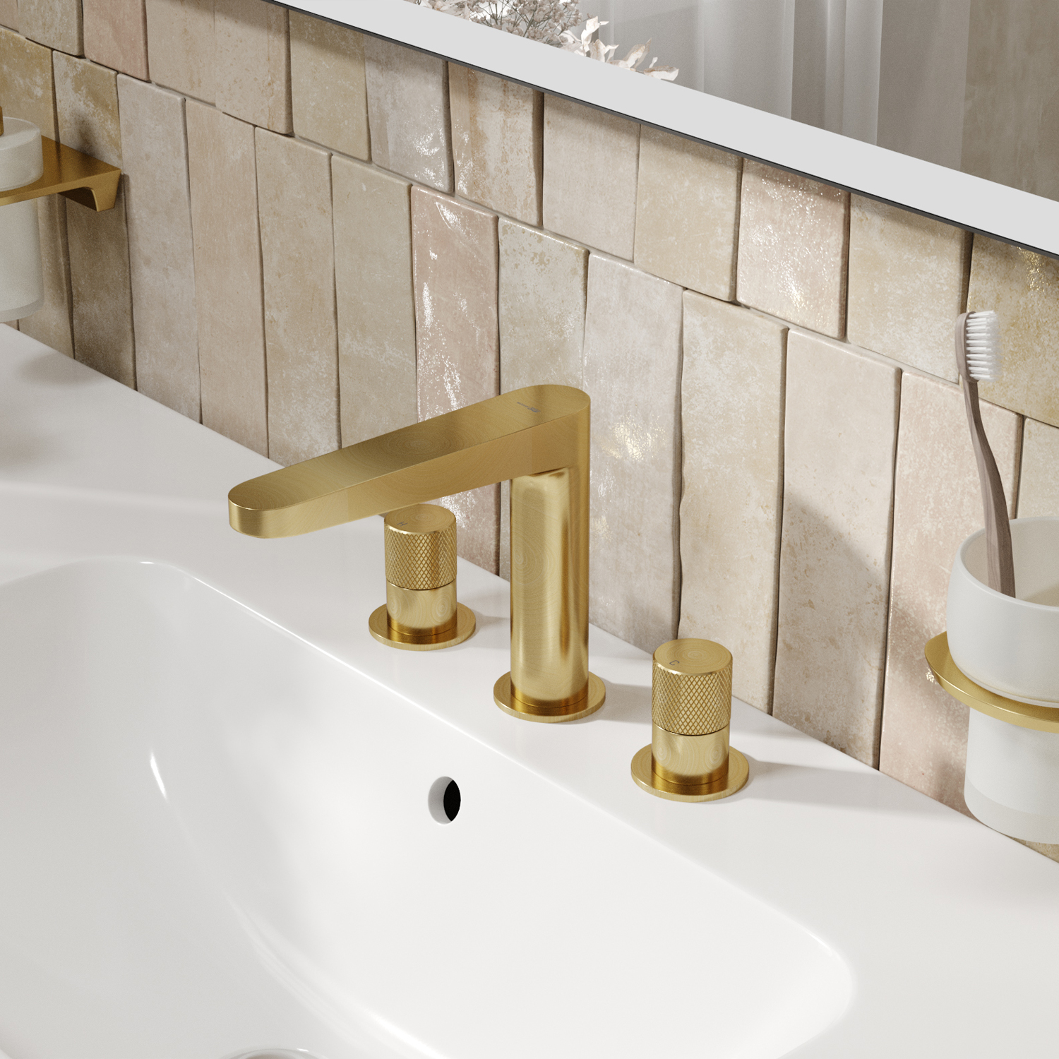 Wasserkraft Schunter 8200 Смеситель для раковины встраив., на 3 отв., цвет: матовое золото 8235