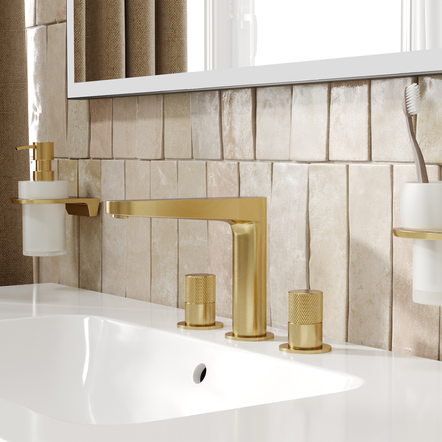 Wasserkraft Schunter 8200 Смеситель для раковины встраив., на 3 отв., цвет: матовое золото 8235