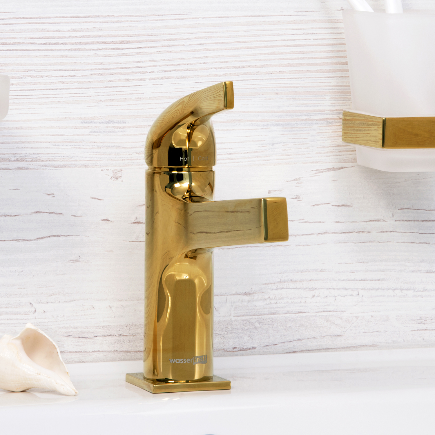 Wasserkraft Sauer 7100 Смеситель для раковины, без дк, высота излива 9,8 см, цвет: глянц. золото 7103