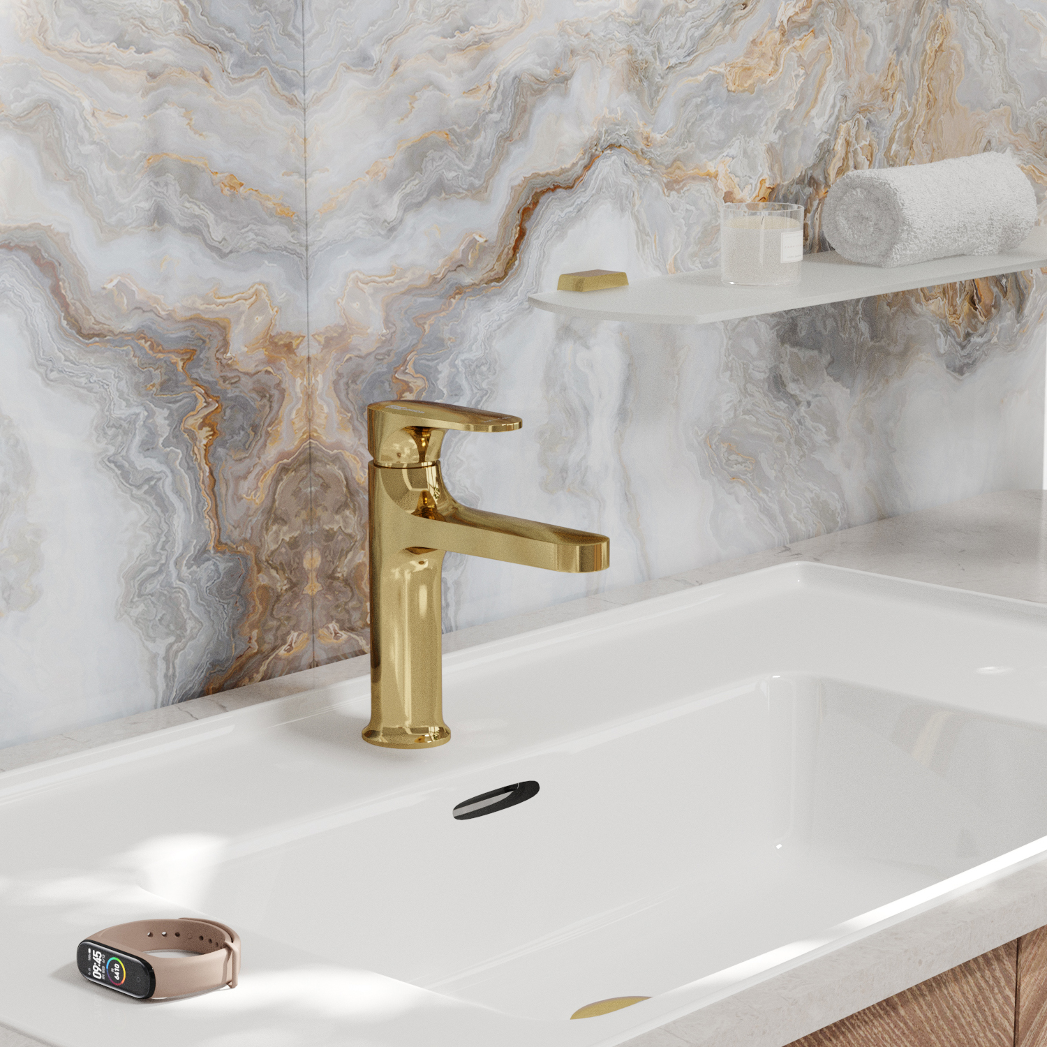 Wasserkraft Neckar 2100 Смеситель для раковины 1 отв., без дк, излив 10,4 см, цвет: глянц. золото 2103