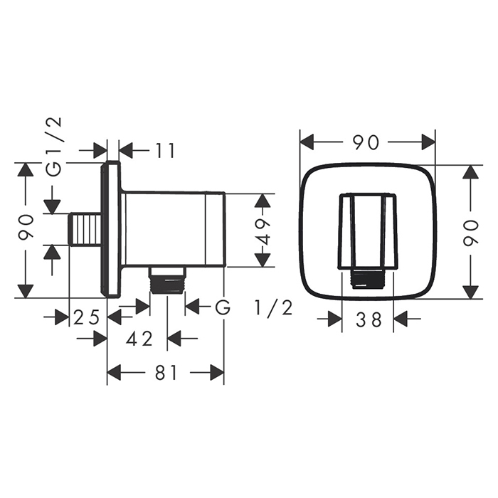 Hansgrohe FixFit Q Шланговое подключение с держателем душа, цвет: шлифованная бронза 26887140