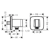 Hansgrohe FixFit Q Шланговое подключение с держателем душа, цвет: шлифованная бронза 26887140