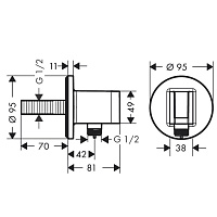 Hansgrohe FixFit S Шланговое подключение с держателем душа, цвет: шлифованная бронза 26888140