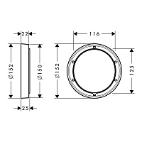 Hansgrohe Удлинитель внешней части IBox 2,2 см, диаметр 15 см, цвет: шлифованный черный хром 13597340