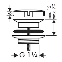 Hansgrohe Донный клапан с фиксированной крышкой, для раковины, универ., цвет: полированное золото 50001990