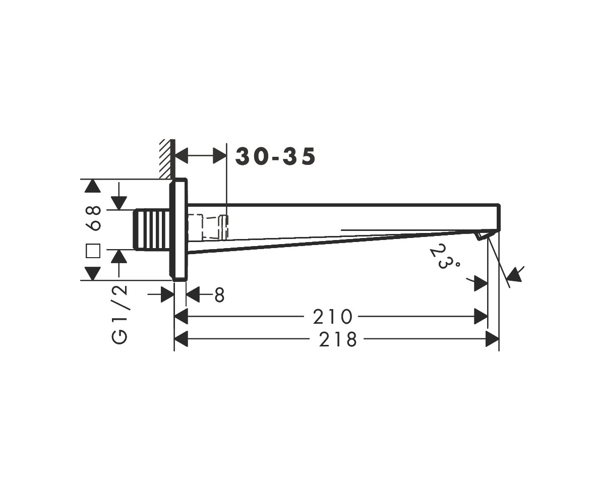 Hansgrohe Tecturis E Излив настенный для ванны 21 см, цвет: хром 73410000