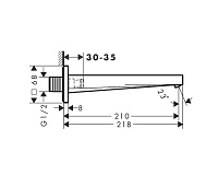 Hansgrohe Tecturis E Излив настенный для ванны 21 см, цвет: хром 73410000