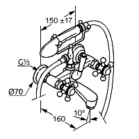 Kludi 1926 Смеситель для ванны и душа DN 15 настенный, цвет: хром 514410520