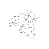 Kludi Nova Fonte Смеситель для ванны и душа DN 15 настенный, цвет: хром 205400515