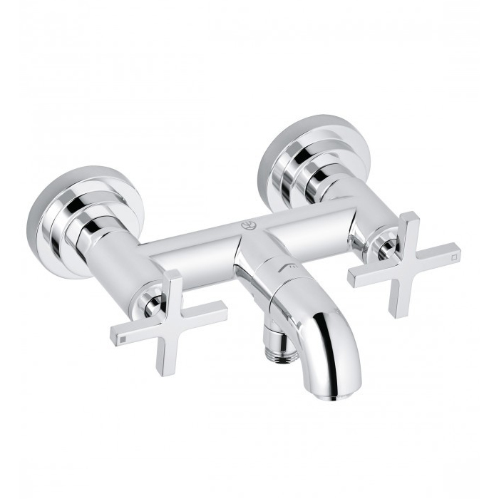 Kludi Nova Fonte Смеситель для ванны и душа DN 15 настенный, крестообразные рукоятки, цвет: хром 205400520