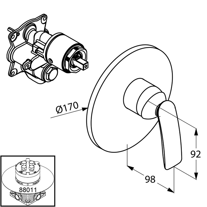 Kludi Balance Смеситель для душа встраиваемый, внешняя часть, цвет: черный матовый/хром 526558775