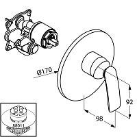 Kludi Balance Смеситель для душа встраиваемый, внешняя часть, цвет: черный матовый/хром 526558775