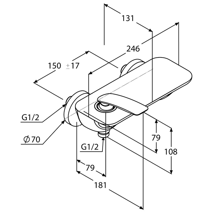 Kludi Balance Смеситель для душа DN 15 настенный, цвет: черный матовый/хром 527108775
