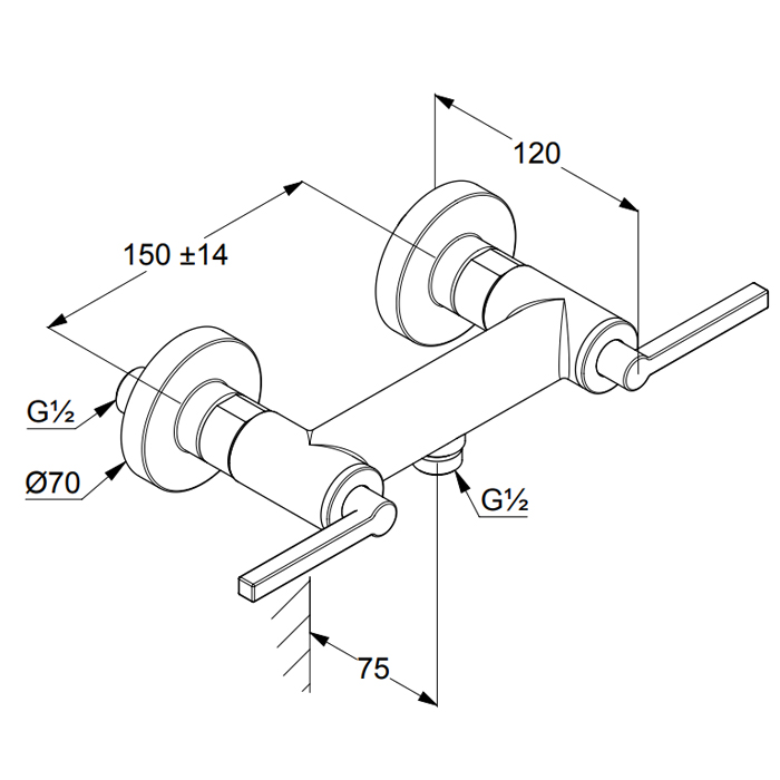 Kludi Nova Fonte Смеситель для душа DN 15 настенный, цвет: черный матовый 207103915