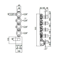 Bossini Oki Смеситель термостатический встраиваемый, на 5 потребителей, цвет: chrome Z031208.030