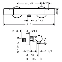 Hansgrohe Ecostat Fine Термостат для душа, EcoStop+, цвет: матовый черный 13324670