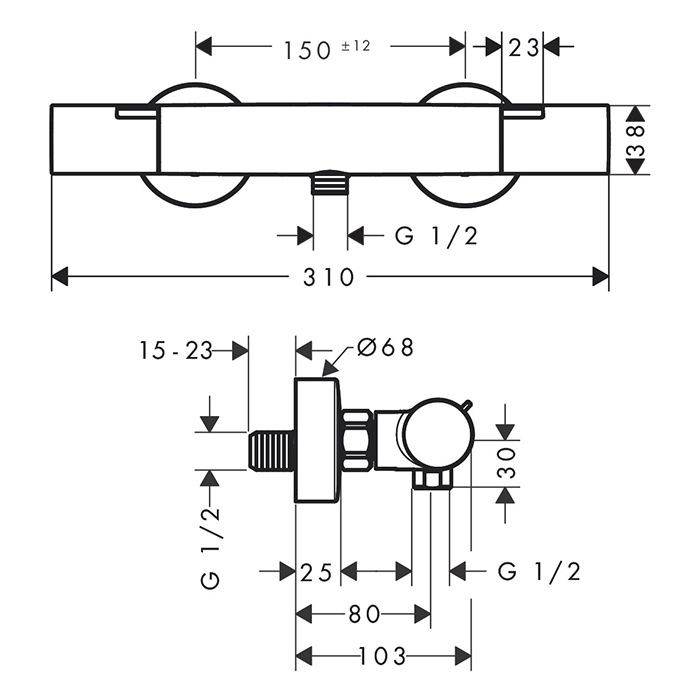 Hansgrohe Ecostat Fine Термостат для душа, EcoStop+, цвет: хром 13324000