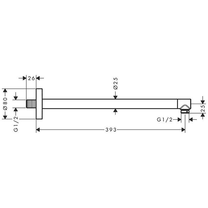 Hansgrohe Pulsify S Кронштейн настенный 39 см, цвет: матовый черный 24357670