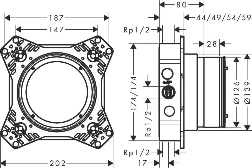 Hansgrohe IBox Universal 2 Встраиваемая часть смесителя 01500180