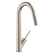 Axor Starck Смеситель для кухни с вытяжным изливом, однорычажный, цвет: шлифованный никель 10821820