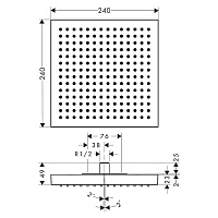 Axor Shower Collection Верхний душ встраиваемый в потолок 24x24см 1 режим, цвет: полированное золото 10924990