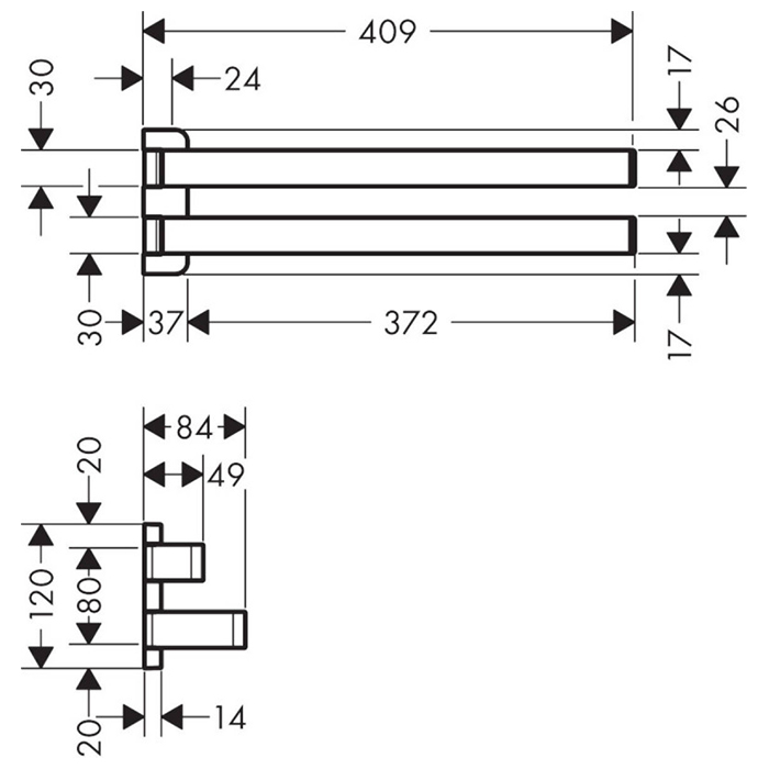 Axor Universal Полотенцедержатель 40 см двойной подвесной, латунь, цвет: полированное золото 42821990