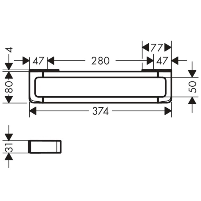 Axor Universal Поручень с рейлингом 30 см подвесной, латунь, цвет: полированное золото 42830990