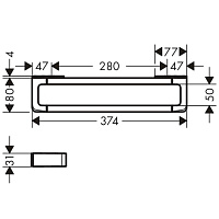 Axor Universal Поручень с рейлингом 30 см подвесной, латунь, цвет: полированное золото 42830990