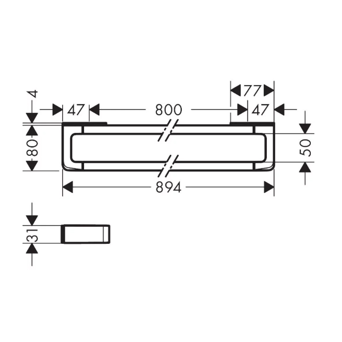 Axor Universal Полотенцедержатель с рейлингом 80 см подвесной, латунь, цвет: полированное золото 42833990