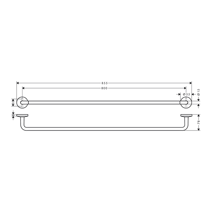 Axor Universal Circular Полотенцедержатель 80 см подвесной, латунь, цвет: шлифованный никель 42880820