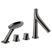 Axor Starck Organic Термостат на борт ванны, с ручным душем, внешняя часть, цвет: полир. черн. хром 12425330