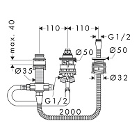 Axor Universal Встраиваемая часть однорычажного смесителя на борт ванны 3 отверстия, латунь 13439180