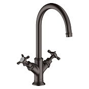 Axor Montreux Смеситель для раковины на 1 отверстие с донным клапаном, цвет: шлифованный черный хром 16506340