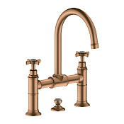 Axor Montreux Смеситель для раковины на 3 отверстие с донным клапаном, цвет: шлифованная бронза 16510140